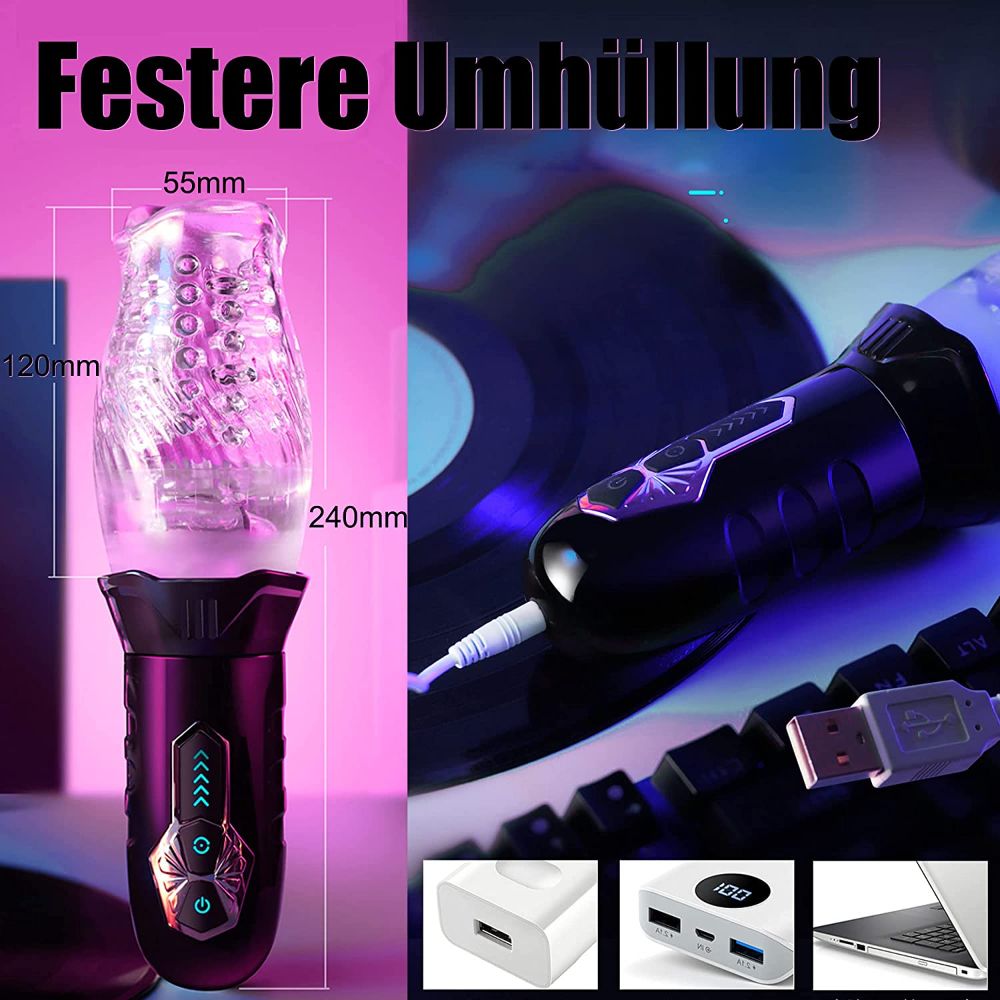 ORKAN 2 in 1 transparente Version des Automatischer 7 Rotation 7 Vibration Cup Masturbator