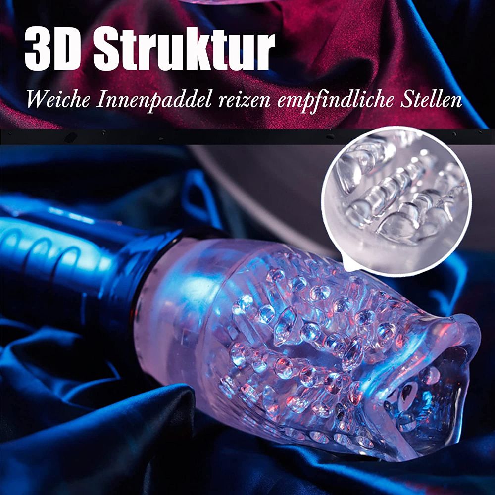 ORKAN 2 in 1 transparente Version des Automatischer 7 Rotation 7 Vibration Cup Masturbator