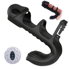 Laden Sie das Bild in den Galerie-Viewer, Lucifer - Dual-Motor-7-Vibrations-Penis-Hülse und Vibrator 2-in-1 Erwachsenenspielzeug
