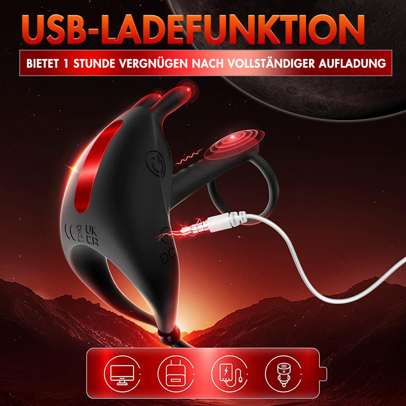 Ring-Vibrator, Sexspielzeug für Paare, Extremer Doppel-Penisring, Hodenring, Sexspielzeug, Silikonring, Kaninchen-Vibrat