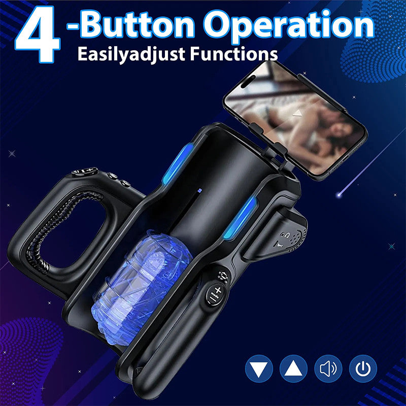 LETEN Masturbator mit 10 stoßenden Hochgeschwindigkeits und Telefonhalter