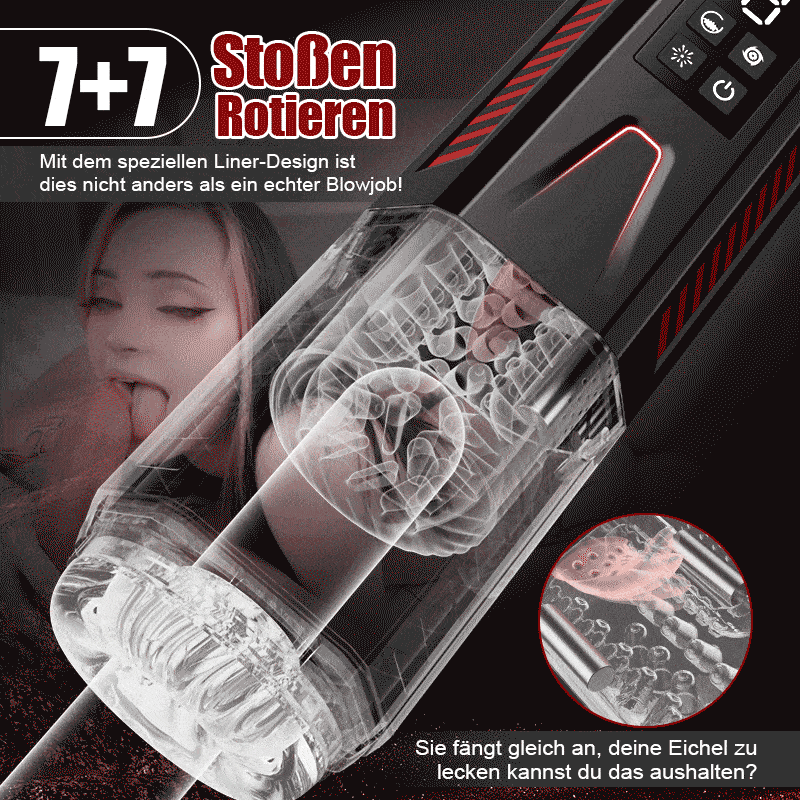 Mars - Oral Dominator 7 vibrierend 7 dehnend 7 rotierend Doppelmotor 4-in-1 Masturbator