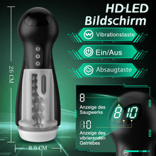 Laden Sie das Bild in den Galerie-Viewer, Evolution-8 Sucking 10 Vibrating One Touch Orgasm Digital Vacuum Masturbator