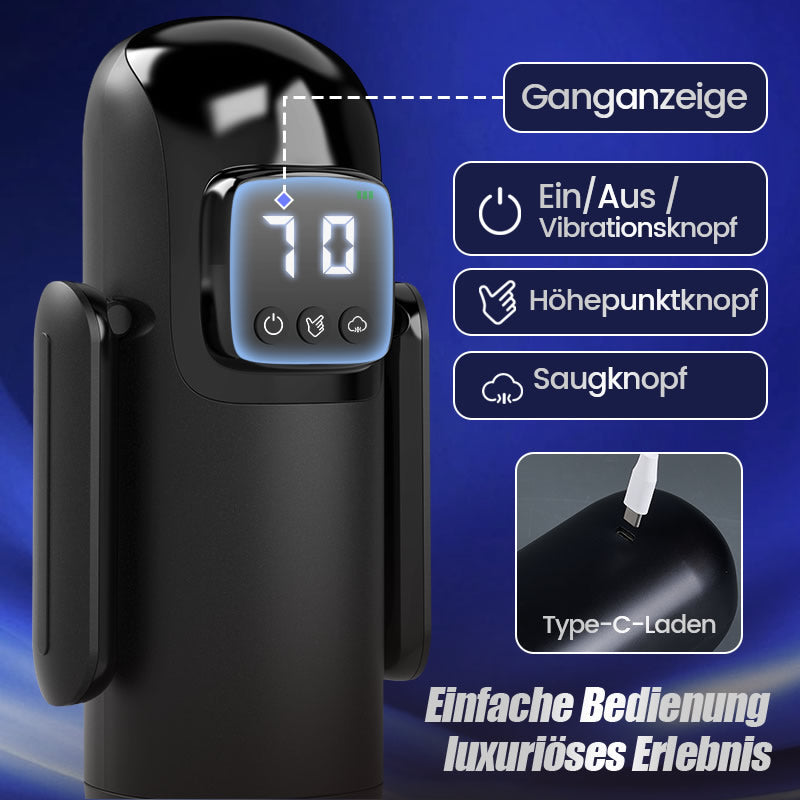 Phantom - 7 Saugungen 7 Vibrationen Doppelgriffe Grobe Granulat-Kanaltextur Männer-Mast