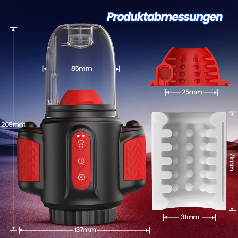 Sturmwirbel - 5-frequenz Wasserspray + 10-frequenz Vibration + 5-frequenz Rotation, Doppelte Eichelstimulation, Zweifach