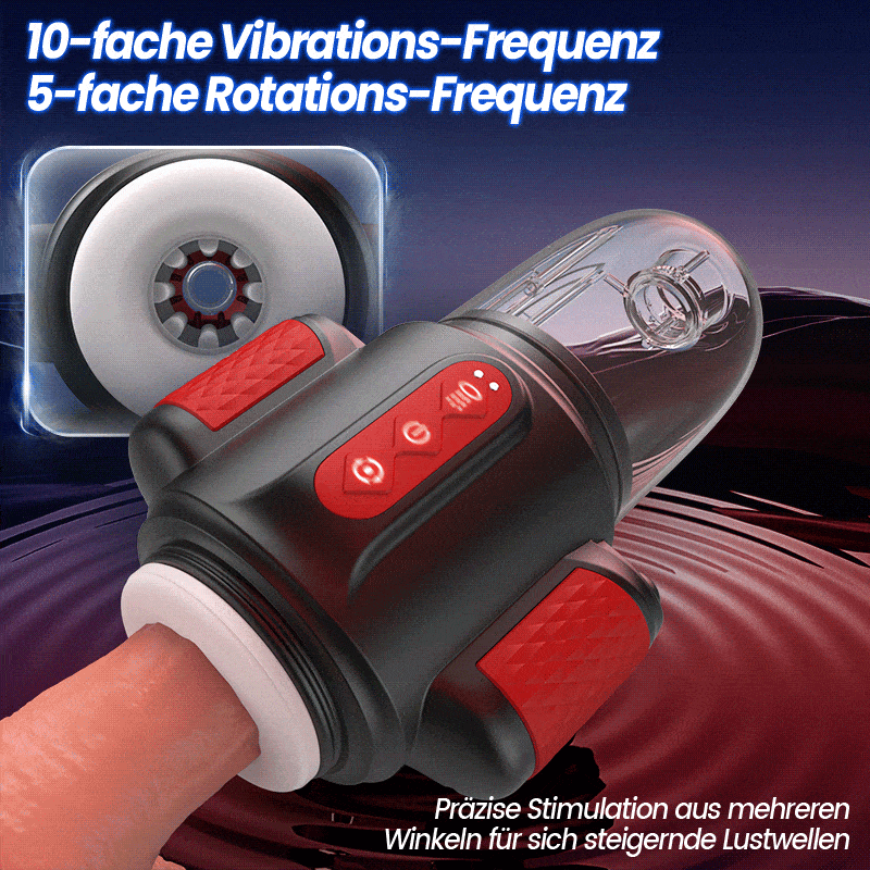 Sturmwirbel - 5-frequenz Wasserspray + 10-frequenz Vibration + 5-frequenz Rotation, Doppelte Eichelstimulation, Zweifach