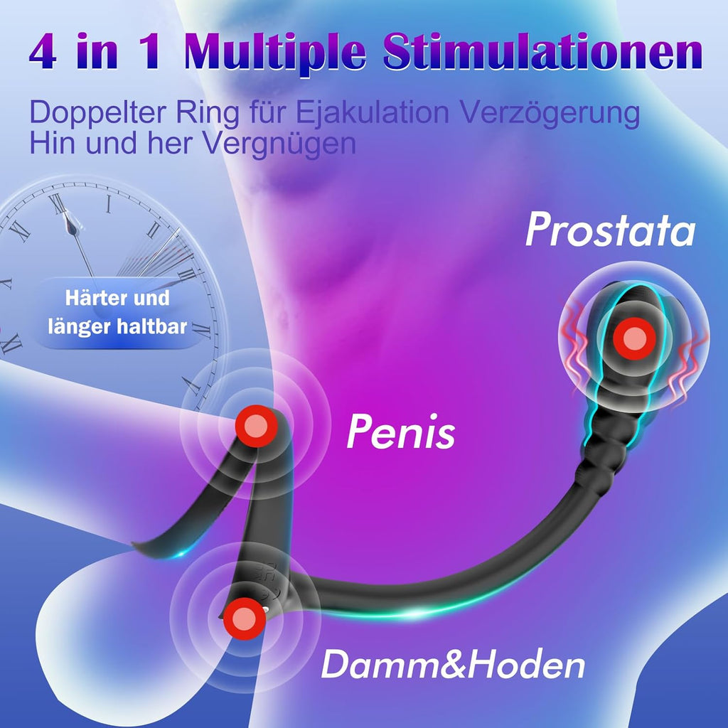 3 in 1 Prostata Penisringe Analvibratoren mit 10 Vibrationsmodi