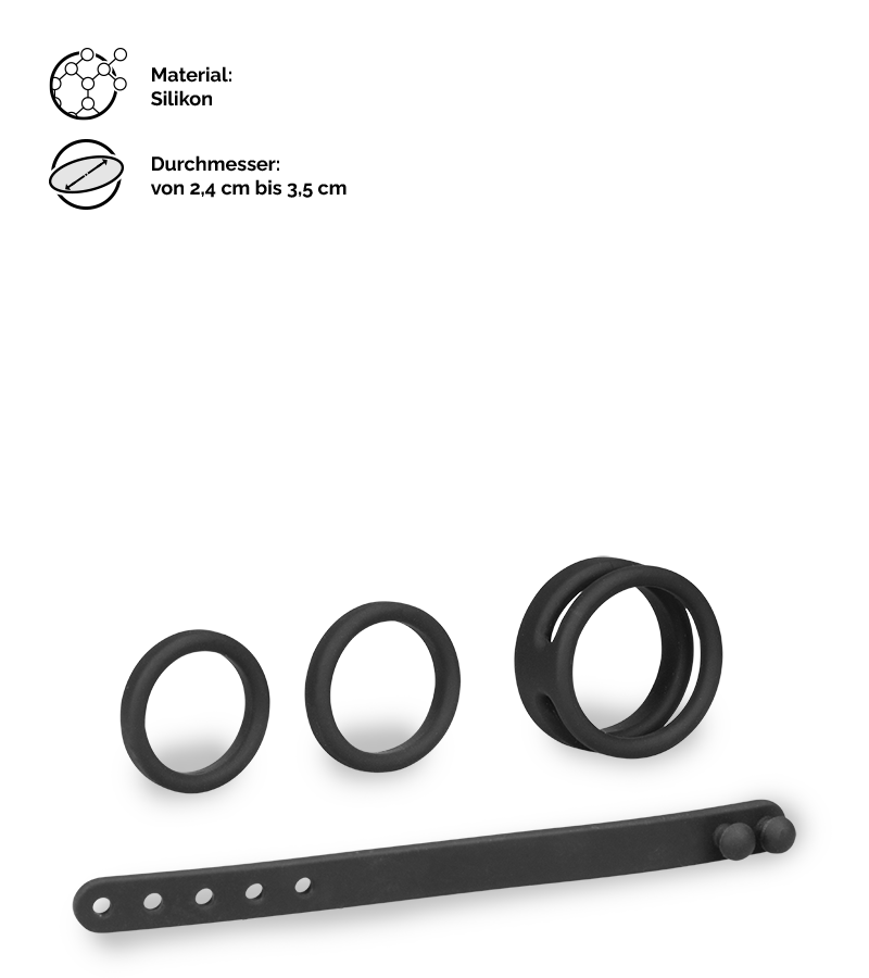 4 Silikon-Penisringe im Set