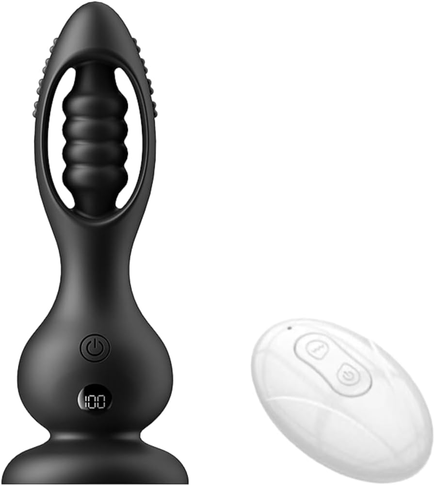 Kabelloser Vibrations Analplug Prostata Massager für Männer mit Fernbedienung 10 Vibrationsmodi Kugel Design IPX6 Wasserdicht Magnetisches Laden Medizinisches Silikon Leise Schwar