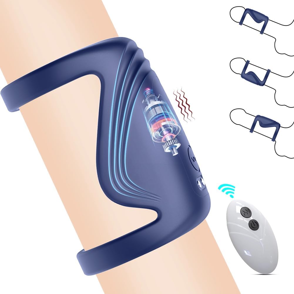 Penisring Vibrator Silikon Dual Cockring mit Fernbedienung Stimulation Masturbieren Penis Trainer mit 10 Vibrationsfrequenz Modi Stimulator Sexspielzeug für Männer und Paare