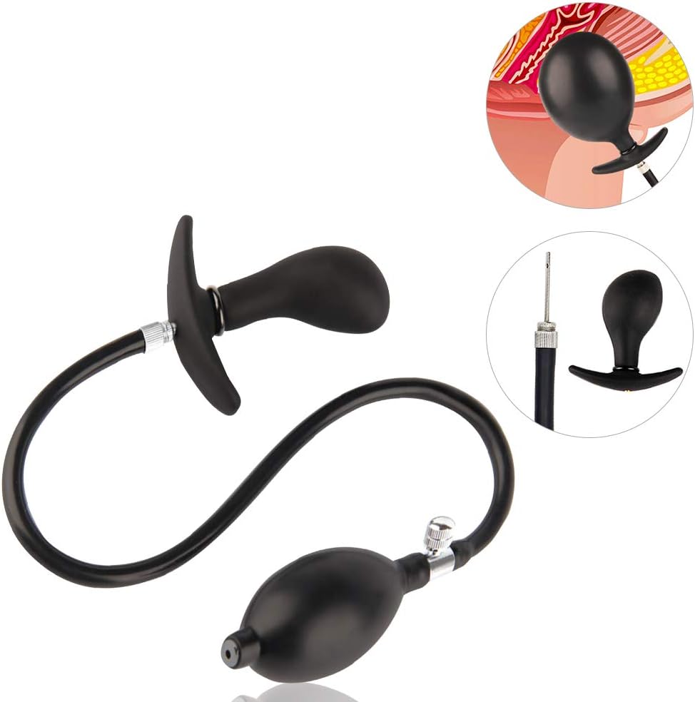 Aufblasbarer Butt Plug Prostata Massagegerät mit Metallport, Anal Sex Toy für Anfänger Fortgeschrittene Anal Plug für Männer Frauen Prostata Vagina Stimulation