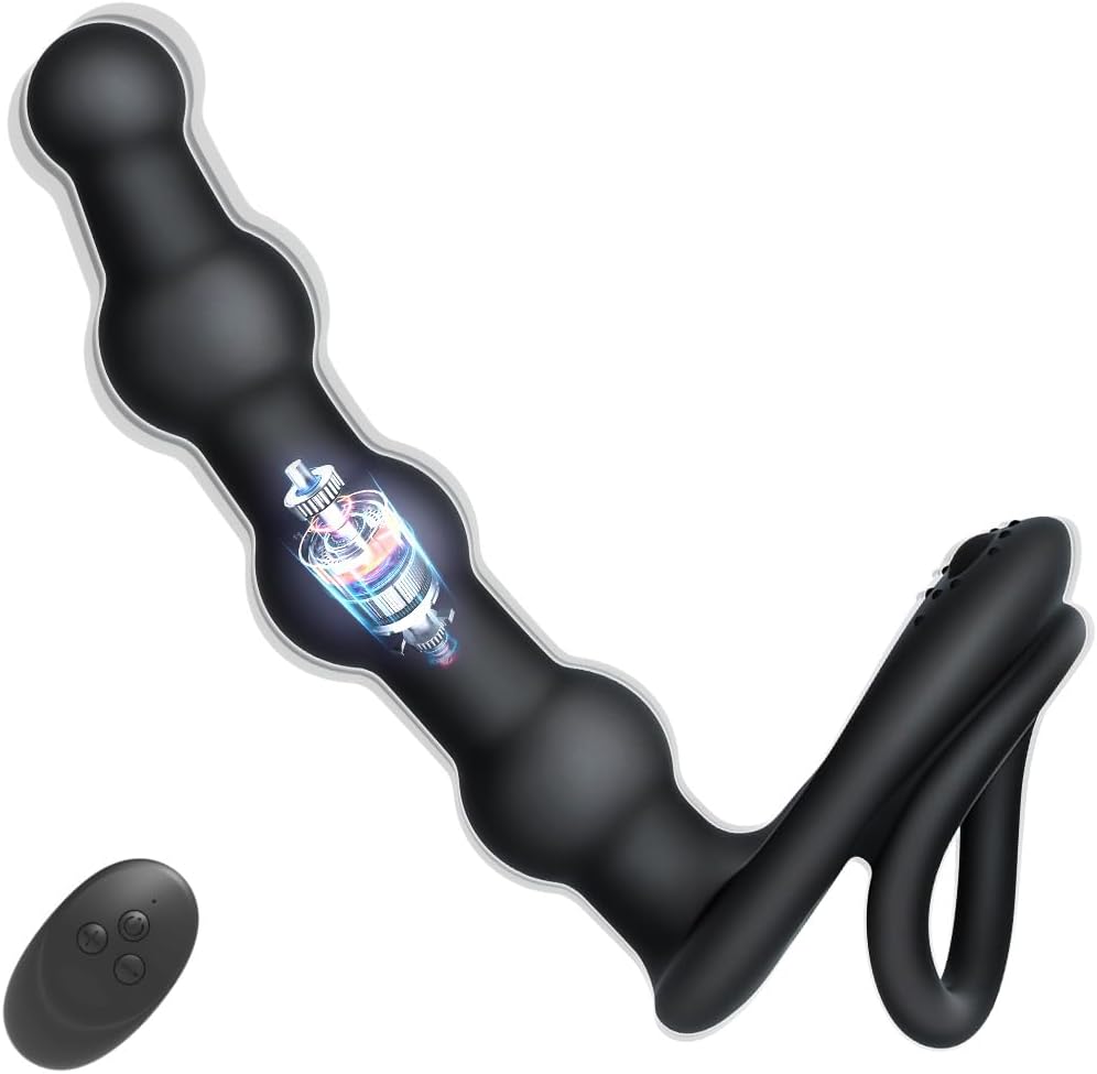 Penisring Anal Vibrator mit Fernbedienung Silikon Cockring Analkugeln 10 Vibrationsmodi Penis Ring Stimulator Anal Dildo Butt Plug Extreme Sexspielzeuge für Männer Frauen und Paare