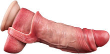 Laden Sie das Bild in den Galerie-Viewer, Flüssigsilikon Realistische Penishülle mit Hodenring und Venenstruktur Penismanschetten Cock Sleeve für Penisvergrößerung und Zeit Verlängern Penis Sleeve Extrem Sexspielzeug für Männer
