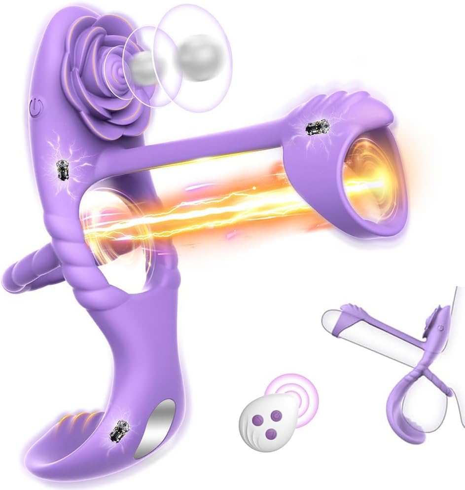 Penisring Vibrator mit 9 Modi Vibration 4 IN 1 Silikon Cockring Vibratoren für Sie Klitoris and G-punkt Verzögerte Ejakulation Erektion Verbessern Stimulation Penis Männer Sexspielzeug