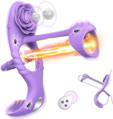 Penisring Vibrator mit 9 Modi Vibration 4 IN 1 Silikon Cockring Vibratoren für Sie Klitoris and G-punkt Verzögerte Ejakulation Erektion Verbessern Stimulation Penis Männer Sexspielzeug
