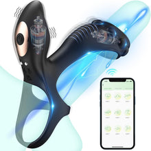 Laden Sie das Bild in den Galerie-Viewer, G-Punkt Penis Ring Vibrator Penishülle mit 9 Modi Vibration Klitoris Stimulator und APP Fernbedienung Masturbieren Männer Dual Penisringe Vibratorensets