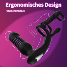 Laden Sie das Bild in den Galerie-Viewer, 3 IN 1 Analplug Prostate Stimulation Massager Verfügt über 10 Vibrationsschockmodi Sex Spielzeug für die Männer Dualer Penisring mit Fernbedienung Analstimulation