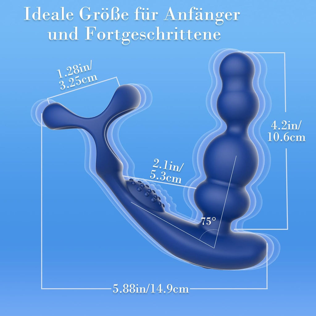 Anal Vibratoren für Mann Sex Spielzeug - 4 In 1 Prostata Stimulation Fernbedienung Analkugeln Buttplug Dildo mit Doppelte Penisringe 10 Vibrations & 3 Rotationsmodi Prostata Massagegerät Analplug