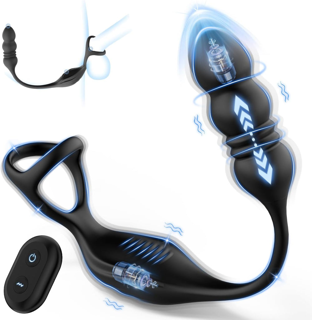 Anal Vibrator Prostata Stimulation Männer mit Penisring Sex Spielzeug für die Männer Anal Dildo Analplug Analvibratoren für Mann Anal Plug Vibratoren für Männer mit 9 Vibrationsmodi Sex Toys