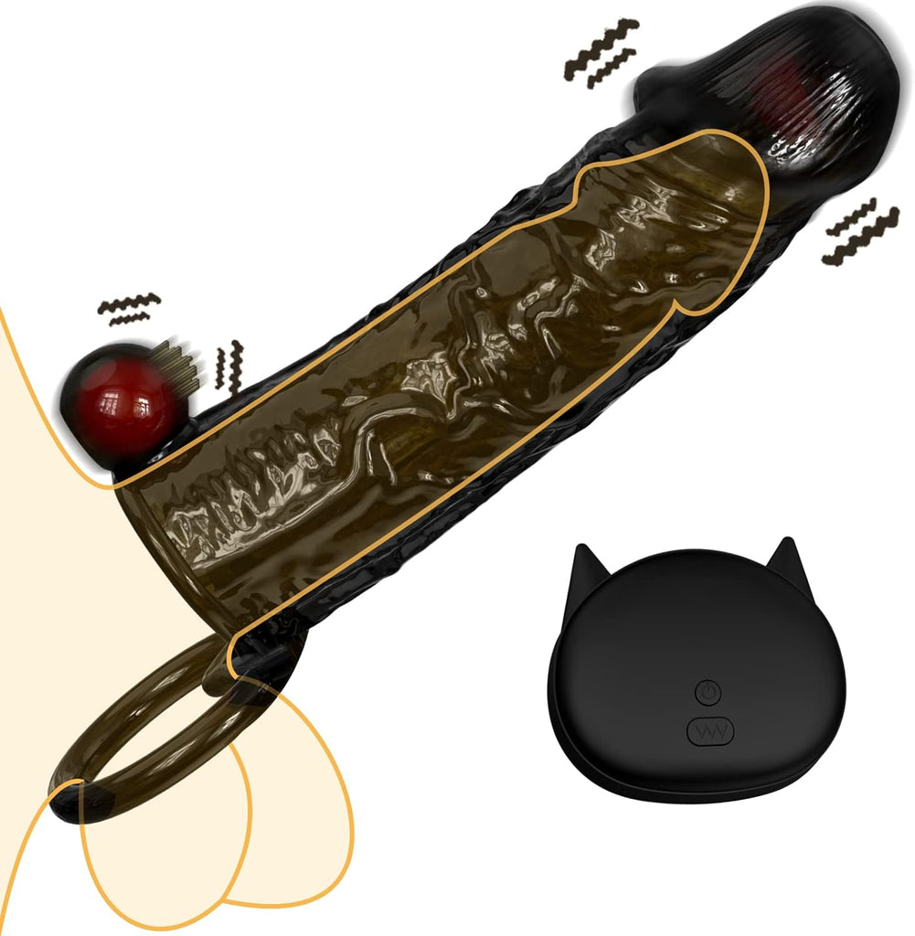 Penismanschetten Hahn Hülse mit 10 Vibrationsmodi, Sexspielzeug für Männer Extrem Schwarze Penishülle mit Fernbedienung für Penisvergrößerung und Zeit verlängern, Penis Sleeve Erbessern Ausdauer