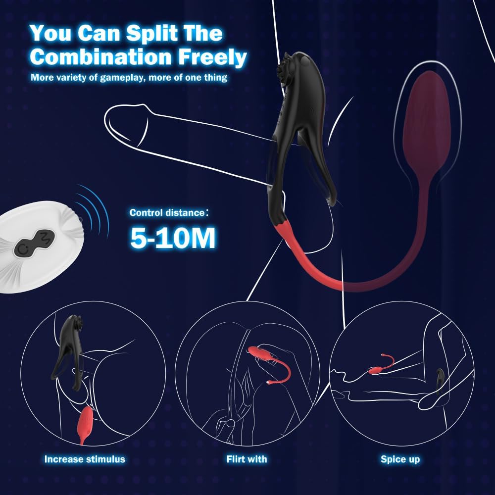 Penisring Vibrator Sex Spielzeug 2 in 1 Abnehmbar G-Punkt Penisringe Vibrator mit 10 * 10 Vibrationsmodi Prostata Stimulation Analvibratoren Penis Ring Erotik Sextoysets für Paare extrem sex