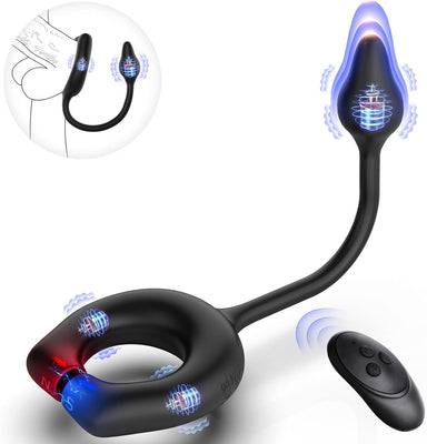 Vibrating Cock Ring with Anal Plug, lvhua Penis Ring Vibrator Magnet Adsorption Design, 10 Vibration Modes Adult Sex Toys for Men Couples, Prostate Massager G spot Nipple Vibrator Remote Control