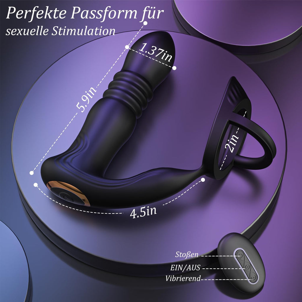 Meeteel Prostata Stimulation Männer mit Penisring, Anal Vibrator mit 3 Schock- und 10 Vibrationsmodi Sex Spielzeug für die Männer Anal Dildo Analplug Analvibratoren Vibratorensets für Paare,Frau