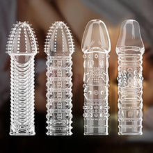 Laden Sie das Bild in den Galerie-Viewer, 4er Pack Dick Sleeve - Silikon Transparente Wiederverwendbare Peniskondome für Intensive Stimulation Penishülle für Penisverlängerung und Erektionsverbesserung