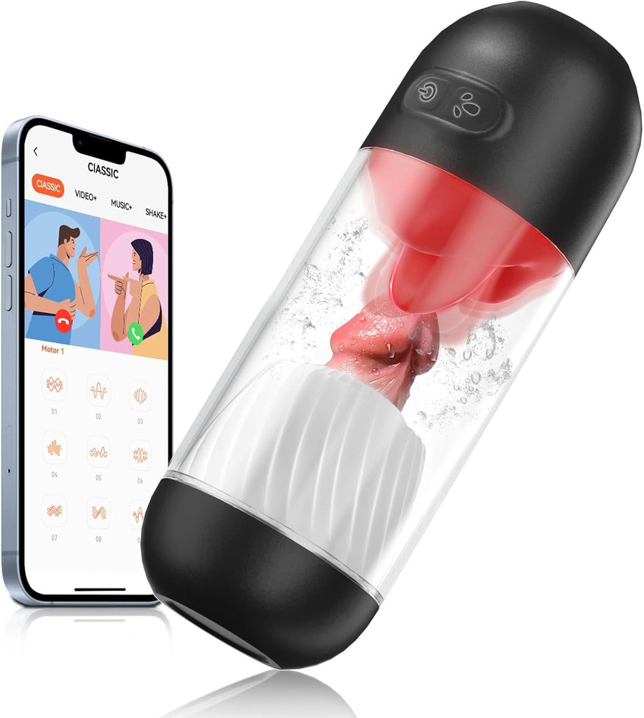 Elektrischer Masturbator Eichel Stimulator Sexspielzeug 9-Frequenz-Zungenleck-Vibrationsmodus Männlicher vibrierender Masturbationsbecher rotierende vibrierende Eichel leckender Flugzeugbecher