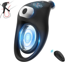 Laden Sie das Bild in den Galerie-Viewer, Dual Penisringe Vibrator, Dehnbarer Vibratorensets für Männer Sex Spielzeug mit 10 Modi Penis Stimulation G-Punkt Vibrator, Erotik Sexspielzeuge für Männer Paare, Schwarz