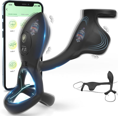 APP Penisring Set Sex Spielzeug für die Männer, 9 Vibrationsmodi Penis Vibrator Massagegerät, Penis Ring Cockringe Erotik Sexspielzeug für Paare Extrem Sex, Cockring Hodenringe Erotisches für Klitoris