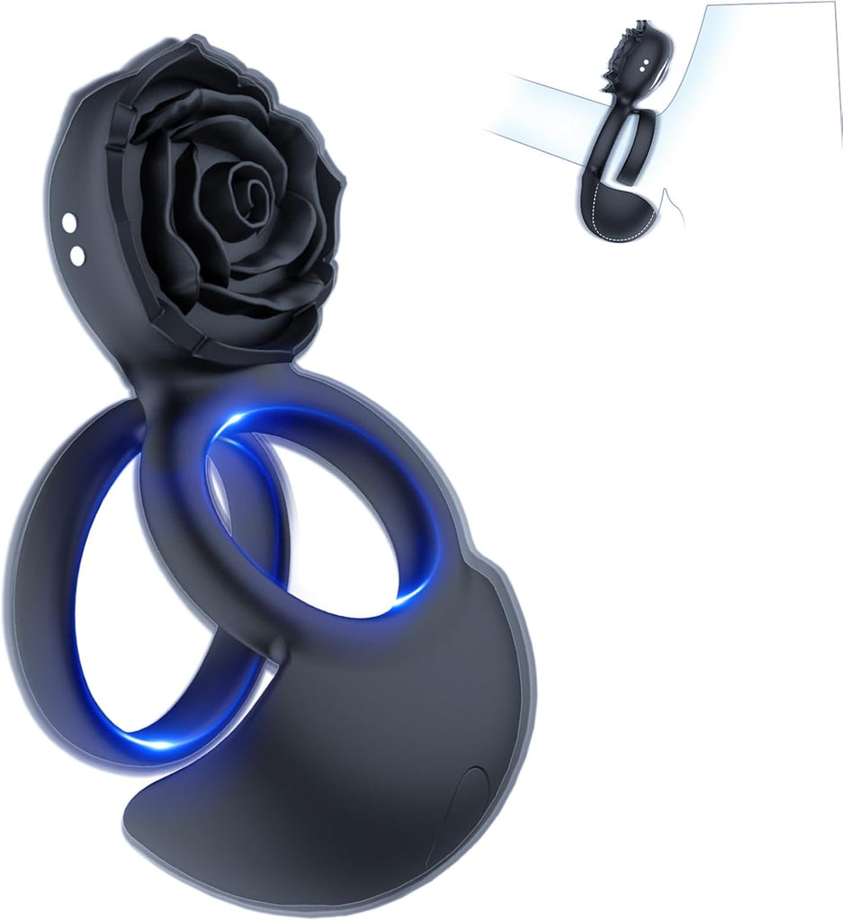 Männliche Blumenform Penisring Hoden Vibrierendes Sexspielzeug mit 10 Vibrationsmodi Penisring Vibrator Massage Penis Hoden Langanhaltende Erektion Sexspielzeug für Männer Paare