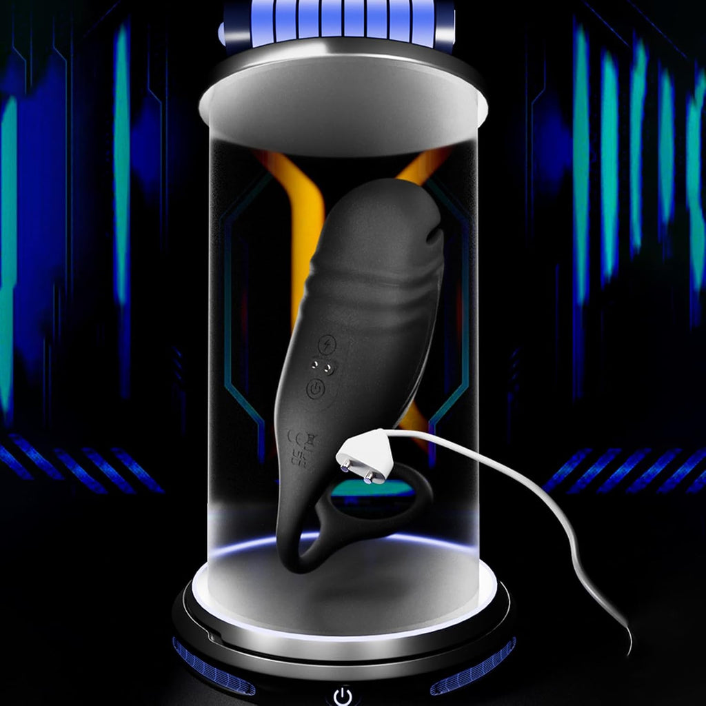 Elektrische Penis Trainer mit 5 Elektroschock-Modi und 10 Vibrationen Silikon Vibrator Masturbator Penis Stimulator Masturbieren Eichelstimulator Penistrainer Sex Spielzeug für Männer Paare