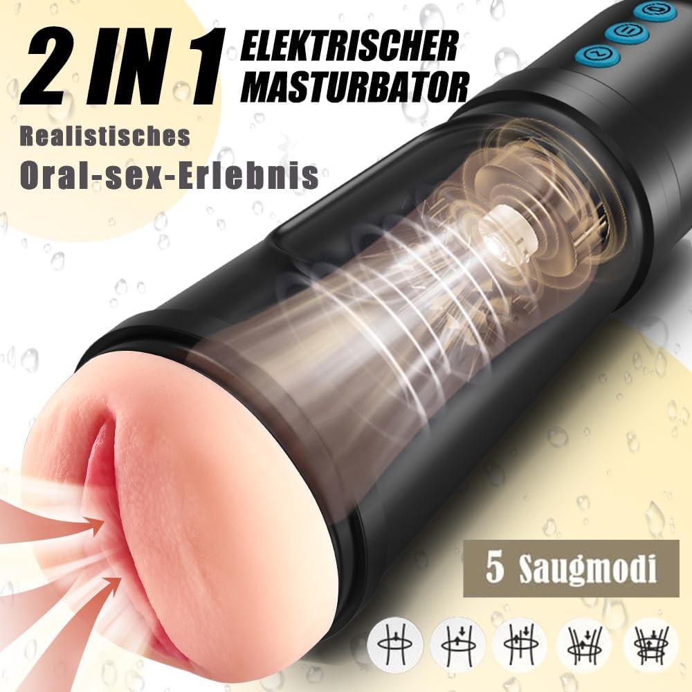 Elektrischer Masturbator mit 5 Saugmodi 10 Vibrationsmodi Sex Spielzeug für die Männer solo Masturbieren für Männer blowjob Männer Taschenmuschi 20cm lang realistische masturbatoren Vagina Pussy