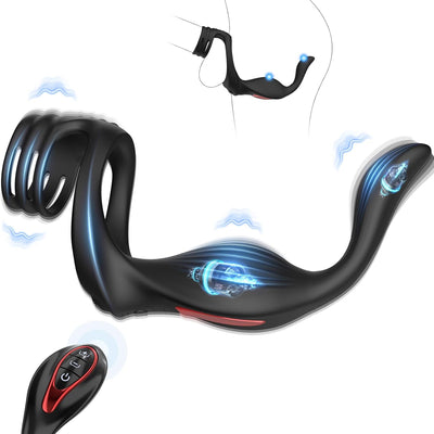 Vibrating Cock Ring Anal Plug - Sex Toys for Men Adult Toy Penis Ring with 11 Vibrators Modes, Vibrating Butt Plug Prostate Massager Male Sex Toy, Remote Control Vibrator Prostate Toy Lesbian Sex Toys