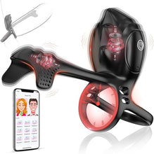 Laden Sie das Bild in den Galerie-Viewer, Prostata Vibrator APP Steuerung Silikon Penisring Vibratoren Cockring Erotisches Sexspielzeug, Mit 10 Vibrationsmodi Cockring Penistrainer Massagegerät Hodenring-Vibrator für Männer Solo
