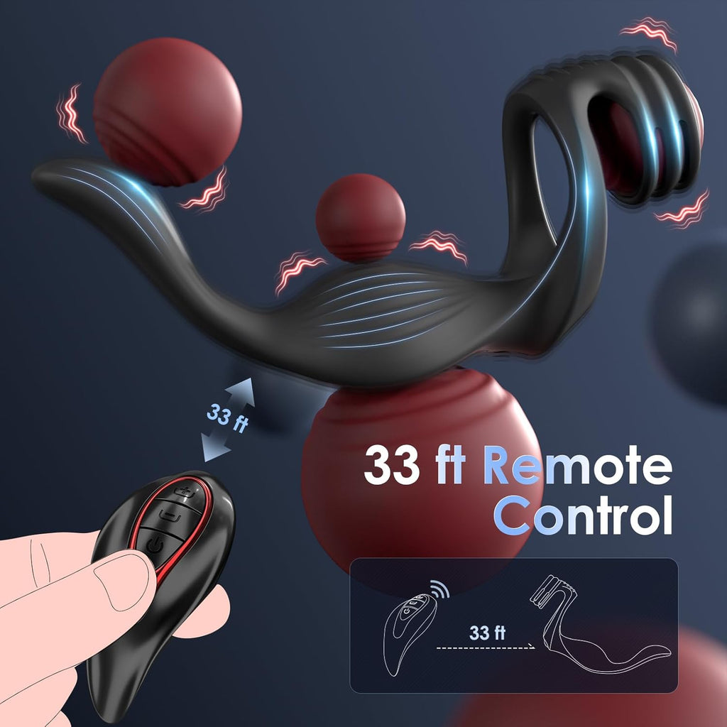 Vibrating Cock Ring Anal Plug - Sex Toys for Men Adult Toy Penis Ring with 11 Vibrators Modes, Vibrating Butt Plug Prostate Massager Male Sex Toy, Remote Control Vibrator Prostate Toy Lesbian Sex Toys