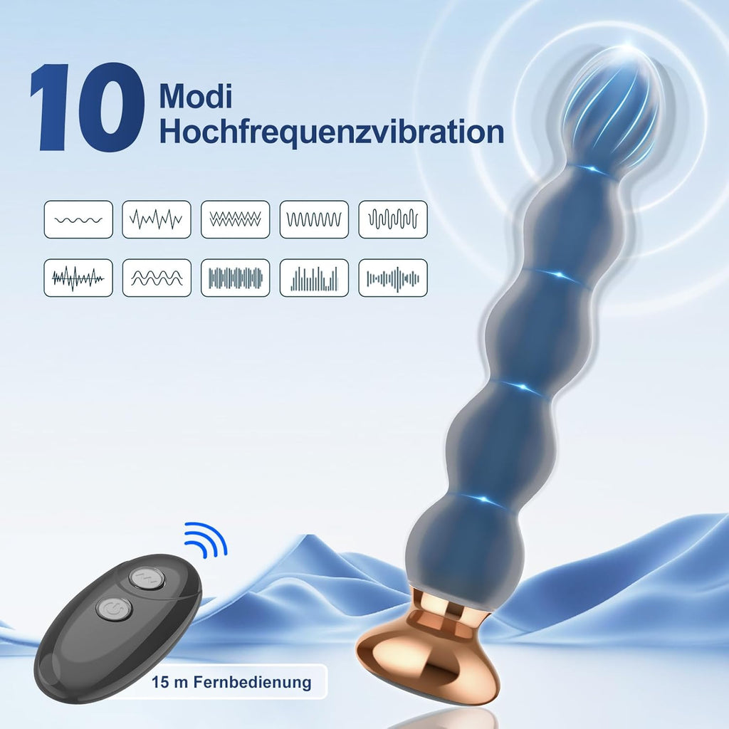 Analvibratoren Anfänger Analplug# für Männer und Frauen, Silikon Analkugeln Butt plug mit 10 Vibrationmodi Fernbedienung Sexspielzeug Prostate Stimulation Massager für Parre Extrem Sex