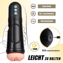 Laden Sie das Bild in den Galerie-Viewer, Elektrischer Masturbator mit 5 Saugmodi 10 Vibrationsmodi Sex Spielzeug für die Männer solo Masturbieren für Männer blowjob Männer Taschenmuschi 20cm lang realistische masturbatoren Vagina Pussy
