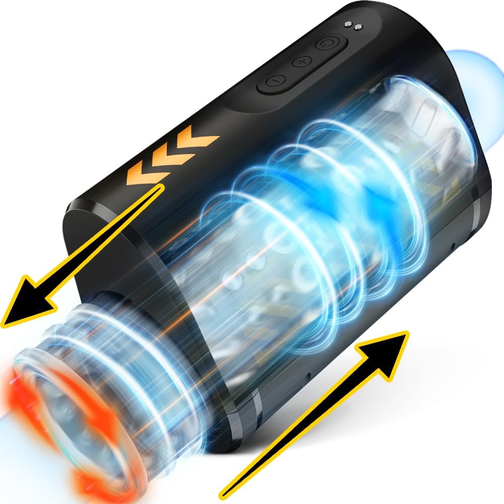 2 in 1 Elektrischer Masturbator mit 7 Stoßen und Rotieren offenes Masturbieren für Männer wasserdicht Masturbatoren Taschenmuschi, Eichel Penis Trainer Sex Spielzeug für die Männer solo Blowjob