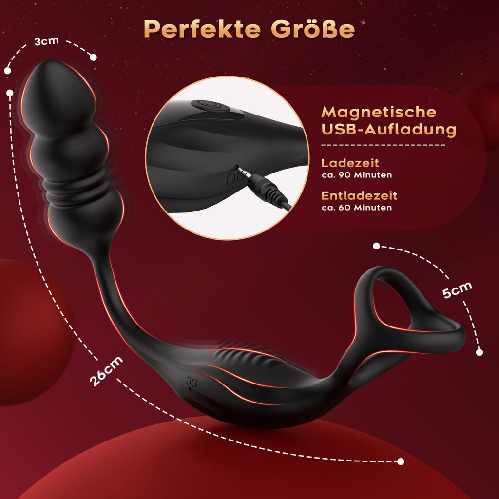Anal Vibrator Prostata Stimulation Männer mit Penisring Sex Spielzeug für die Männer Anal Dildo Analplug Analvibratoren für Mann Anal Plug Vibratoren für Männer mit 9 Vibrationsmodi Sex Toys