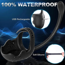 Laden Sie das Bild in den Galerie-Viewer, Elektrisch Penisring für die Männer Doppelmotor Hoden Analvibratoren 10 Vibrationsmodi Cockring Analplug Vibrator Erotik Massagegerät Paare Fernbedienung Sex Spielzeug