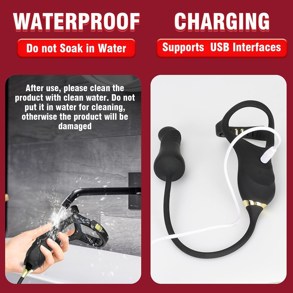 Männlicher Prostata Stimulator Massagegeräte mit Penisring Fernbedienung Teleskop Vibrator SM Analvibratoren Butt Plug mit 10 Vibrationsmodi+Schubmodi Analplug Dildo Sex Spielzeug für Männer