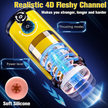 Laden Sie das Bild in den Galerie-Viewer, Neue Masturbator Sex Spielzeug für die Männer Solo, Masturbieren Elektrisch mit Heizung &amp; 5 Teleskopmodus, Abnehmbar Realistische Tunnel Penis Pumpe Pussy Sexspielzeug Masturbatoren