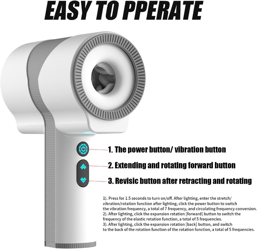 Elektrischer Masturbator Cup Handfrei mit 7 Vibrationsmodi und 5 Teleskop Rotationsmodi Waterproof Hands-Free Portable Masturbators Stroker Training Automatischer Elektrischer Masturbator