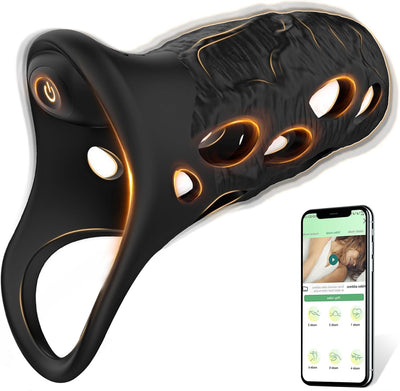 Penisring Vibratoren mit APP Fernbedienung,Penisring Vibratoren mit 10 Intensive Vibrationsmodi, Dehnbar Silikon Cockring,Sex Spielzeug für die Männer Elektrische Penis Trainer Vibrator