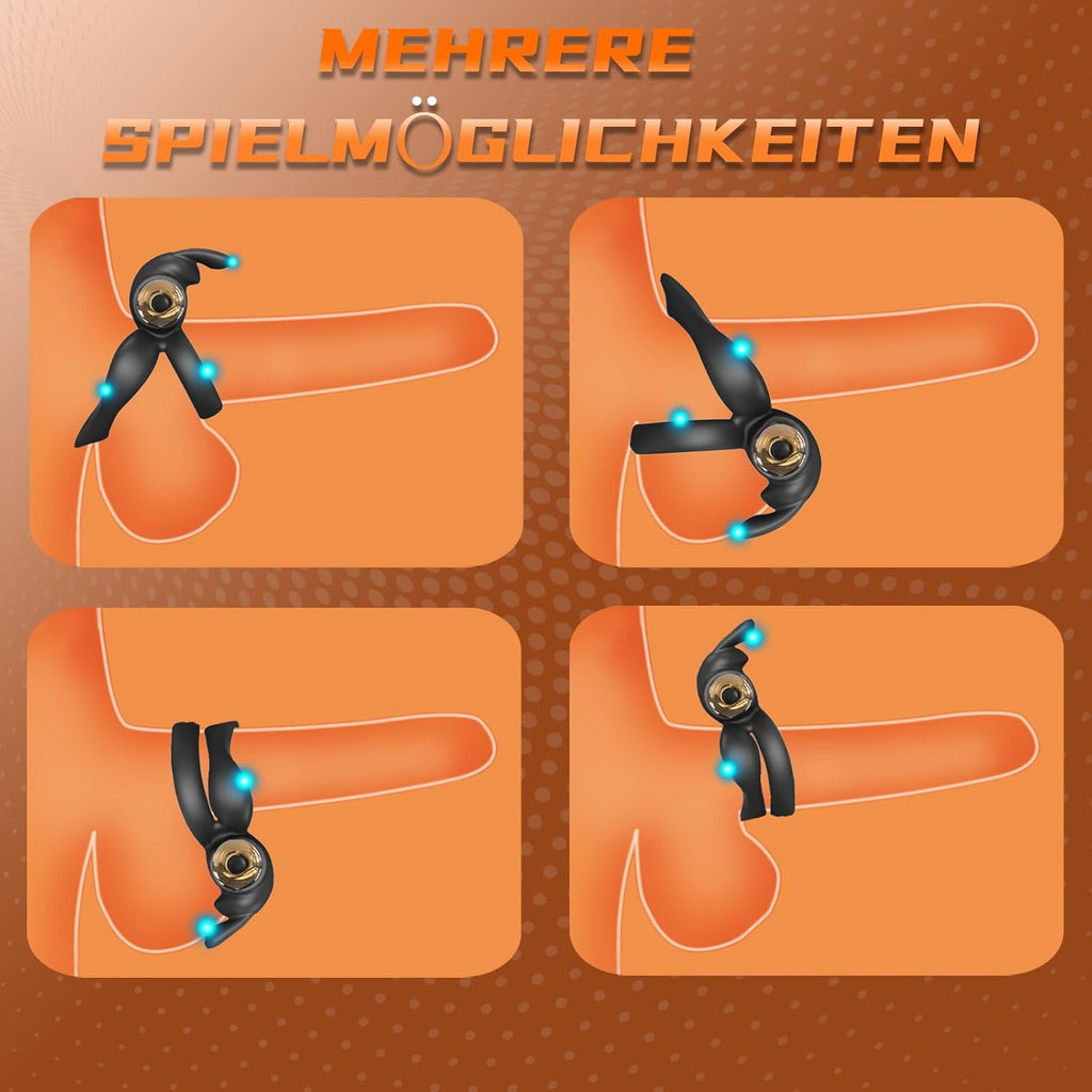 3 in1 Penisring Vibrator - Dual Penis Ring mit 10 Vibrationsmodi Erotik Sex Spielzeug für Paare Penis Massagegerät für Langwährende Erektion Cockring Masturbator Spielzeug für die Männer Extrem