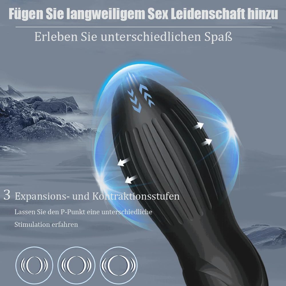 10 Modes Vibrators for Men - 4-in-1 Prostate Stimulation with Ring, Butt Plug and Dildo Vibrator - IPX6 Waterproof Sex Toy for Men with Shock Function