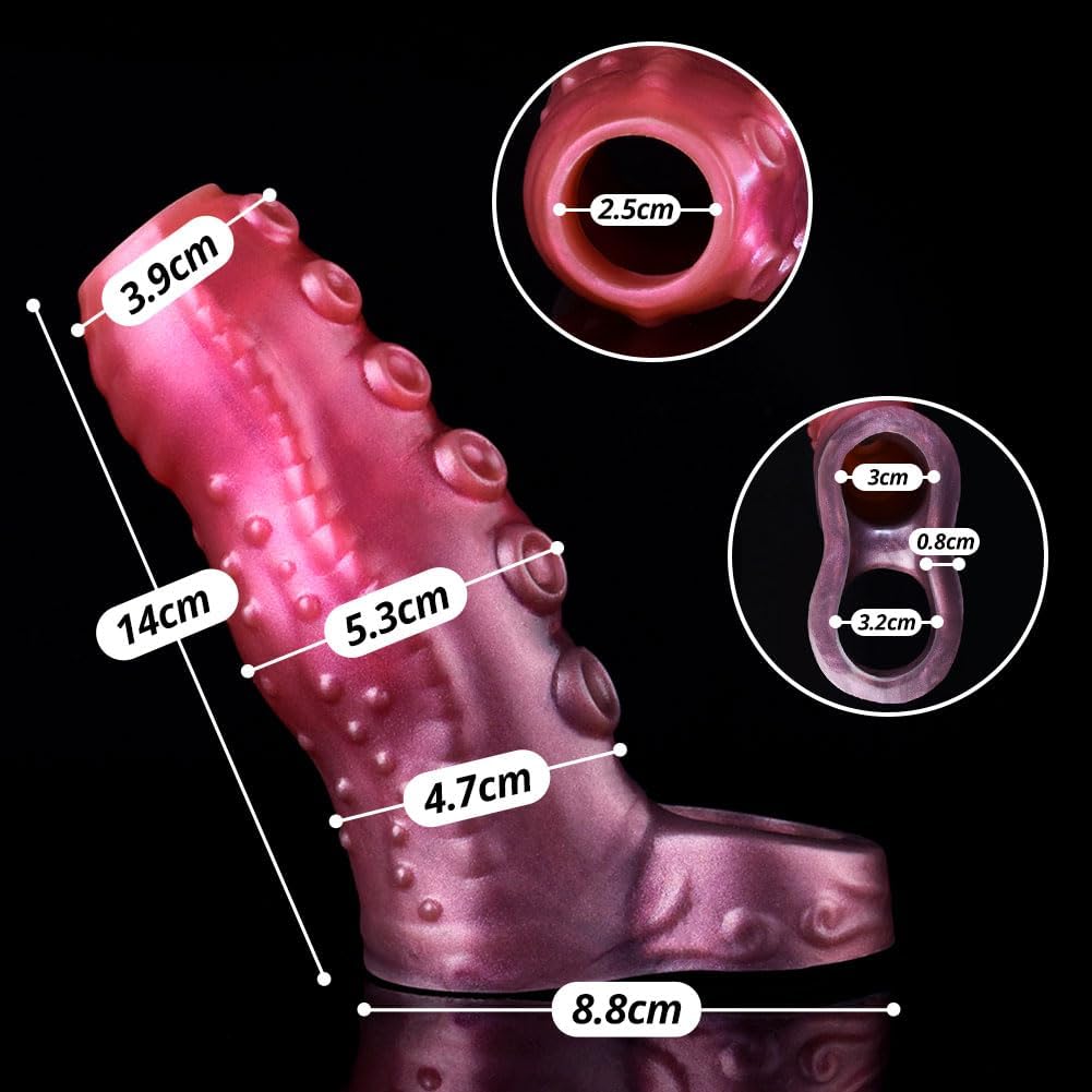 Monster Penis Sleeve, Silikon Penishülle mit Hodenring, Penismanschetten, Penis Dildo Manschette, Sexspielzeug für Männer zür Penis Vergrößerung Verlängerung