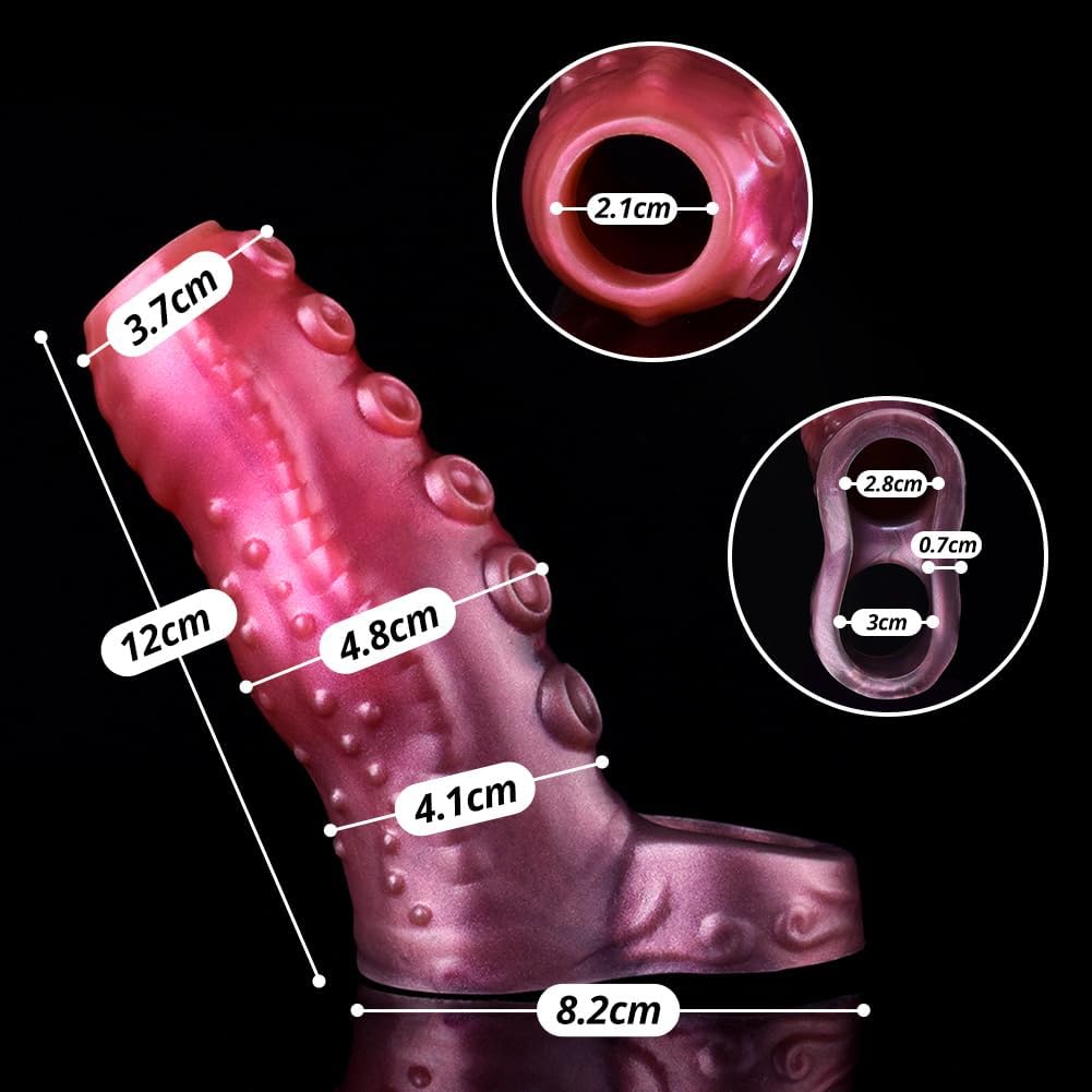 Monster Penis Sleeve, Silikon Penishülle mit Hodenring, Penismanschetten, Penis Dildo Manschette, Sexspielzeug für Männer zür Penis Vergrößerung Verlängerung